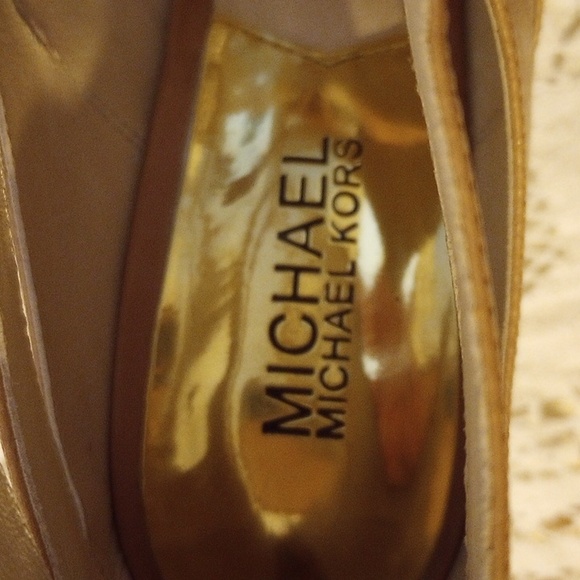 Michael Kors Beige Strappy Heels AND K. Lagerfeld Blk Patent Heels VGUC
